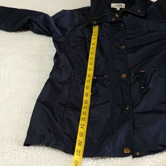 Charlotte Russe Navy Blue Lightweight Anorak Jacket Drawstring Waist Size S - Picture 12 of 16